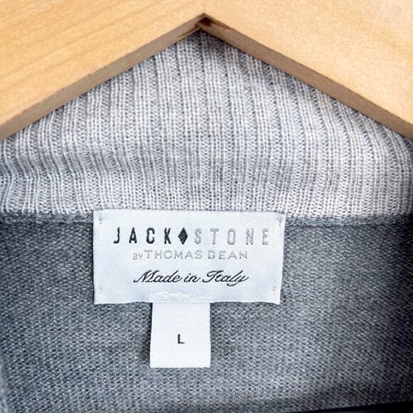 Jack Stone Thomas Dean Extra Fine Merino Wool 1/4 Zip Sweater Gray Mens Large - Picture 5 of 6